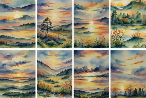 Download Summer Sunrise Watercolor - Premium Bundle