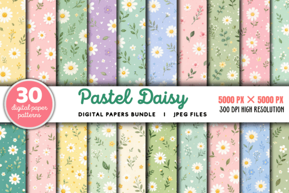 Download Pastel Daisy Digital Pattern Bundle - Premium Bundle