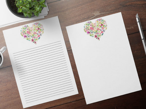 Download Watercolor Hearts Romantic Stationery - Premium Resources
