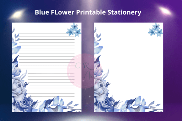 Download Blue Flower Border Printable Stationery - Premium Resources